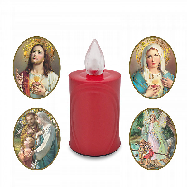 AROBA 4x LED Grabkerze Trauerlicht - Flackereffekt wie echte Kerze - lange Brenndauer bis 120 Tage - wiederverwendbar Friedhofskerze Gedenkkerze - rot inkl. Auswahl an Heiligen AROBA 4x LED Grabkerze Trauerlicht - Flackereffekt wie echte Kerze - lange Brenndauer bis 120 Tage - wiederverwendbar Friedhofskerze Gedenkkerze - rot inkl. Auswahl an Heiligen