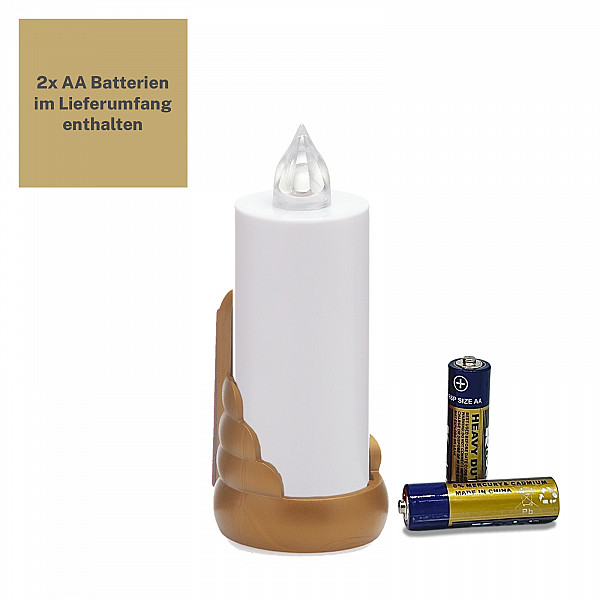 AROBA 4x LED grave candle memorial light – flickering effect like a real candle – long burning time up to 60 days – reusable cemetery candle remembrance candle eternal candle – WHITE – GOLD SUPPORT