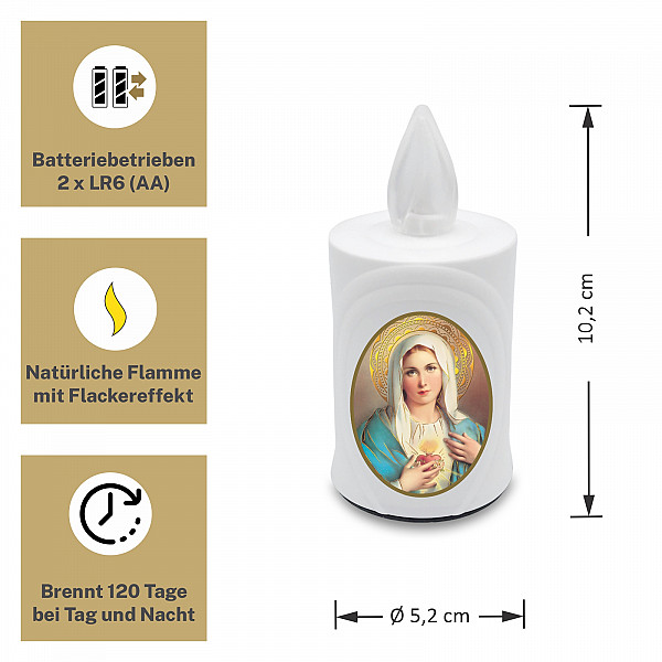 AROBA 4x LED Grabkerze Trauerlicht - Flackereffekt wie echte Kerze - lange Brenndauer bis 120 Tage - wiederverwendbar Friedhofskerze Gedenkkerze - weiß inkl. Auswahl an Heiligen AROBA 4x LED Grabkerze Trauerlicht - Flackereffekt wie echte Kerze - lange Brenndauer bis 120 Tage - wiederverwendbar Friedhofskerze Gedenkkerze - weiß inkl. Auswahl an Heiligen