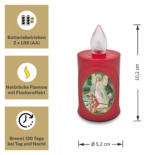AROBA 4x LED Grabkerze Trauerlicht - Flackereffekt wie echte Kerze - lange Brenndauer bis 120 Tage - wiederverwendbar Friedhofskerze Gedenkkerze - rot inkl. Auswahl an Heiligen AROBA 4x LED Grabkerze Trauerlicht - Flackereffekt wie echte Kerze - lange Brenndauer bis 120 Tage - wiederverwendbar Friedhofskerze Gedenkkerze - rot inkl. Auswahl an Heiligen