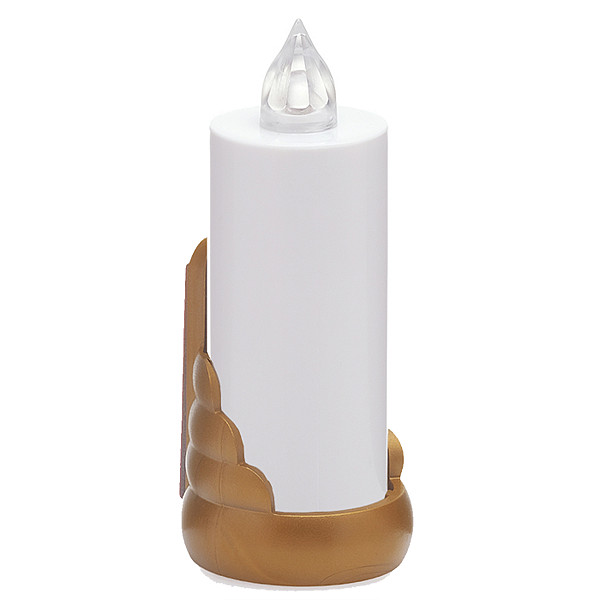 AROBA 4x LED grave candle memorial light – flickering effect like a real candle – long burning time up to 60 days – reusable cemetery candle remembrance candle eternal candle – WHITE – GOLD SUPPORT