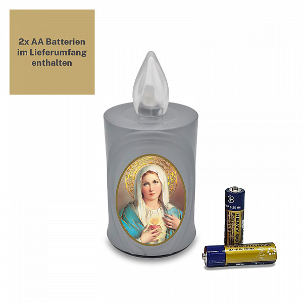 AROBA 4x LED grave candle memorial light – flickering effect like a real candle – long burning time up to 120 days – reusable cemetery candle remembrance candle eternal candle – SILVER – MIXED SAINTS Sticker Set