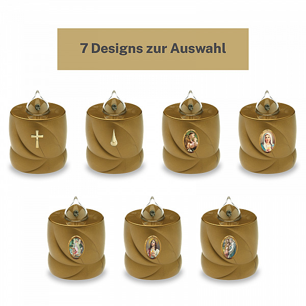 AROBA 4x LED Grabkerze Trauerlicht - Flackereffekt wie echte Kerze - lange Brenndauer bis 200 Tage - wiederverwendbar Friedhofskerze Gedenkkerze Dauerkerze - weiß Heiliges Kreuz