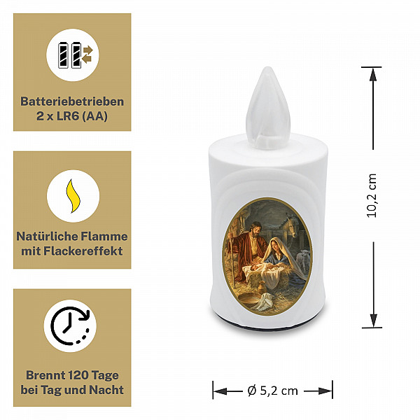 AROBA 4x LED CHRISTMAS CANDLE – with flickering effect like a real candle – long burning time up to 120 days – reusable – Christmas – WHITE – CHRISTMAS Sticker Set