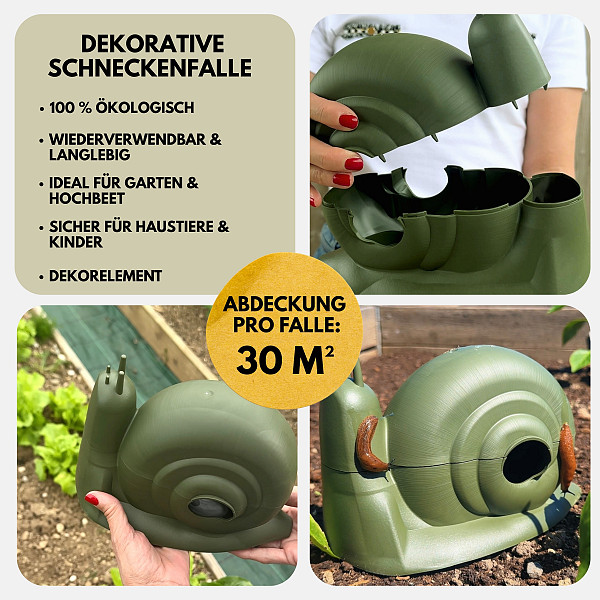 AROBA Dekorativer Schneckenfänger – Effektive Bierfalle Schneckenfalle ohne Chemie oder Gift Wiederverwendbar & Dekorativ – Natürlicher Schneckenschutz für Garten, Gemüsebeet & Blumen – aus recyceltem Kunststoff - Umweltfreundlich & Ökologi