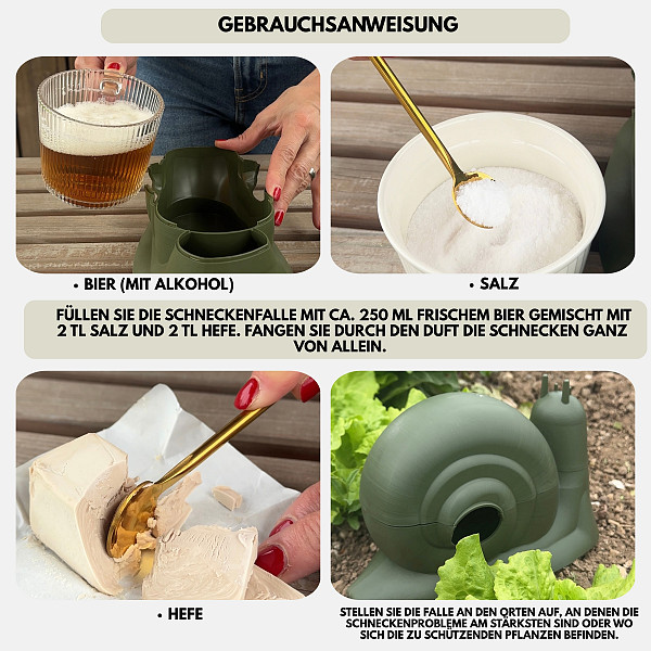 AROBA Dekorativer Schneckenfänger – Effektive Bierfalle Schneckenfalle ohne Chemie oder Gift Wiederverwendbar & Dekorativ – Natürlicher Schneckenschutz für Garten, Gemüsebeet & Blumen – aus recyceltem Kunststoff - Umweltfreundlich & Ökologi