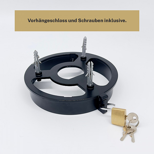 AROBA Grab Laterne Wetterfest 20cm Glass Kappe mit ALU Untersatz in schwarz Grablicht 14cm Durchmesser Verschließbar inkl. Vorhängeschloss