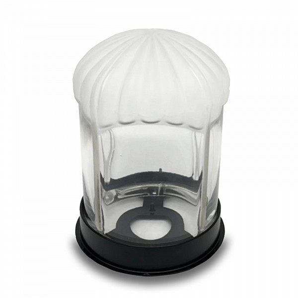 AROBA Grab Laterne Wetterfest 20cm Glass Kappe mit ALU Untersatz in schwarz Grablicht 14cm Durchmesser Verschließbar inkl. Vorhängeschloss