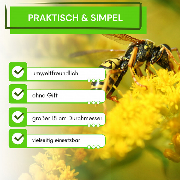 AROBA velika ekološka zamka za ose i stršljene – 2-dijelni set promjera 18 cm – Učinkovita zaštita vrta i balkona bez otrova – Zamka za insekte, komarce, muhe, ose i stršljene – Prirodno odbijanje insekata uz višekratnu uporabu - Wasp Stop