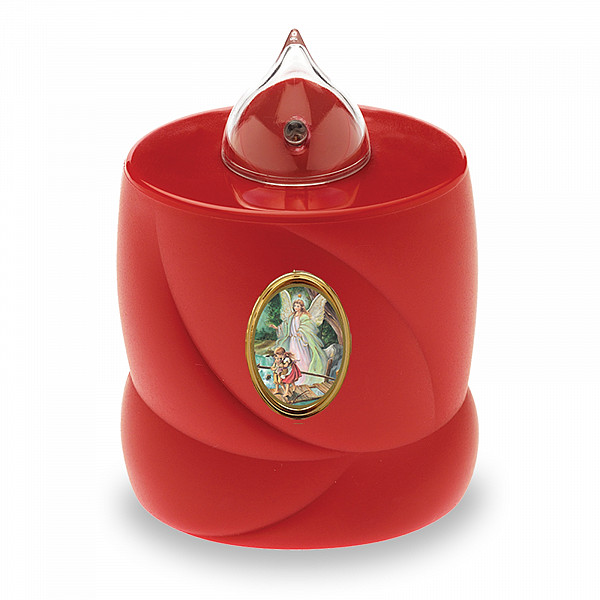 AROBA LED grave candle memorial light – flickering effect like a real candle – long burning time up to 200 days – reusable cemetery candle remembrance candle eternal candle – RED – HOLY ANGEL