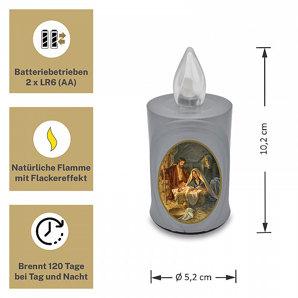 AROBA LED CHRISTMAS CANDLE – with flickering effect like a real candle – long burning time up to 120 days – reusable – Christmas – SILVER – CHRISTMAS Sticker Set