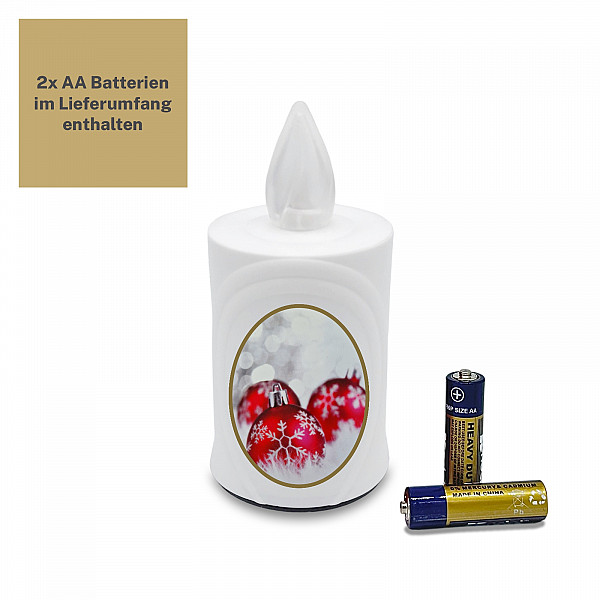 AROBA LED WEIHNACHTSKERZE - mit Flackereffekt wie echte Kerze - lange Brenndauer bis 120 Tage - wiederverwendbar - Christmas - weiß mit Weihnachtsmotiv