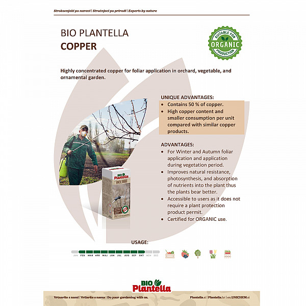 BIO PLANTELLA COPPER – Highly Concentrated Plant Spray for Natural Immunity & Healthy Harvest – For Fruit, Vegetables & Grapevines – Organically Approved & Ready to Use