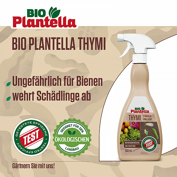 BIO PLANTELLA NATUR THYMI 0.5 Liter – 100% Natural Plant Protection Spray with Thyme & Juniper | Ready-to-Use & Chemical-Free | Effective Insect Protection for Vegetables, Fruit Trees, Berries & Ornamental Plants