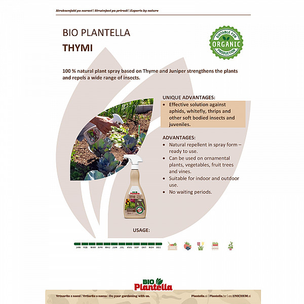 BIO PLANTELLA NATUR THYMI 0.5 Liter – 100% Natural Plant Protection Spray with Thyme & Juniper | Ready-to-Use & Chemical-Free | Effective Insect Protection for Vegetables, Fruit Trees, Berries & Ornamental Plants