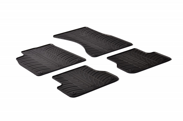 Design Gummi Fußmatten passend für Audi A6 Limousine, Avant (Kombi), Allroad, S6, RS6 (4G) BJ. 01.2011-05.2018 4 tlg mit erhöhtem Rand Farbe Schwarz Gummimatten Automatten passgenau