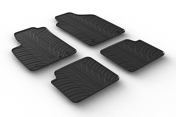 Custom Fit Rubber Floor Mats Compatible With Fiat 500, Abarth 500, 500 C 07.2015-08.2024 4 Pcs Set, With Raised Edge, Award Winning Design, Black Colour, Precision-Fit Rubber Car Mats