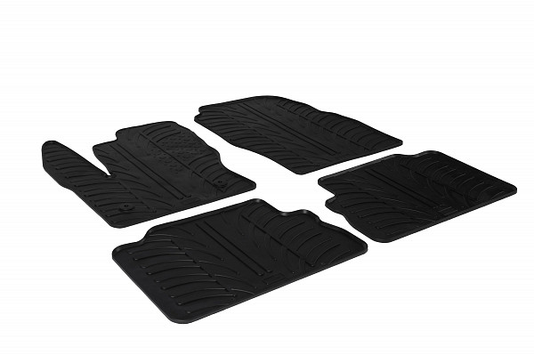 Design Gummi Fußmatten passend für Ford Kuga BJ. 03.2013-01.2017 4 tlg mit erhöhtem Rand Farbe Schwarz Gummimatten Automatten passgenau