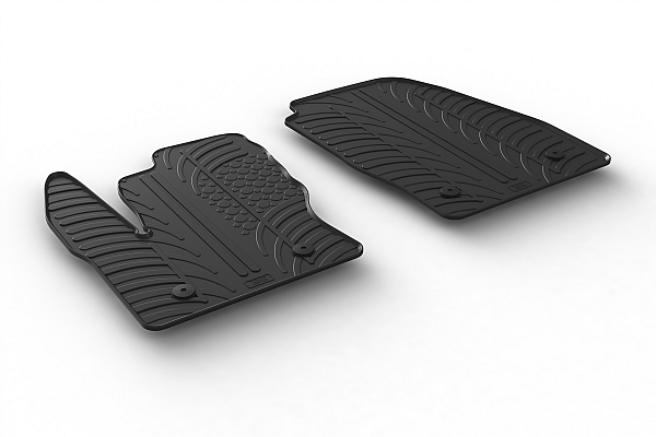 Design Gummi Fußmatten passend für Ford Transit Connect Kastenwagen BJ. 06.2018-05.2024 2 tlg mit erhöhtem Rand Farbe Schwarz Gummimatten Automatten passgenau