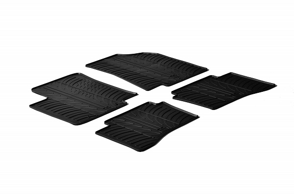 Custom Fit Rubber Floor Mats Compatible With Kia Rio 09.2011-12.2016 5 Pcs Set, With Raised Edge, Award Winning Design, Black Colour, Precision-Fit Rubber Car Mats