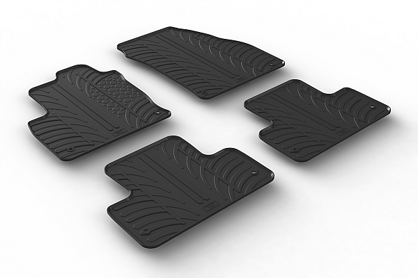 Design Gummi Fußmatten passend für Land Rover Range Rover Evoque BJ. 01.2013-10.2021 4 tlg mit erhöhtem Rand Farbe Schwarz Gummimatten Automatten passgenau