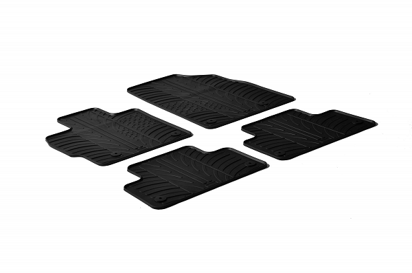 Design Gummi Fußmatten passend für Mazda CX-7 mit Dieselmotor BJ. 10.2007-09.2013 4 tlg mit erhöhtem Rand Farbe Schwarz Gummimatten Automatten passgenau