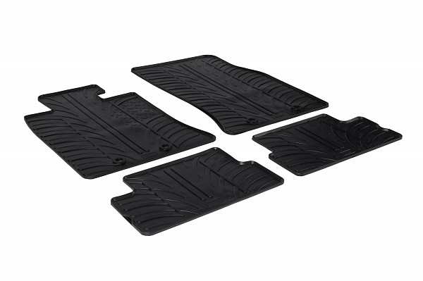Design Gummi Fußmatten passend für Mini One Cooper Cooper S Cooper D JCW R56 (vorne passend auch bei R55 und R57) BJ. 11.2006-02.2014 4 tlg mit erhöhtem Rand Farbe Schwarz Gummimatten Automatten passgenau