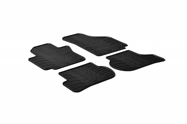 Design Gummi Fußmatten passend für Seat Toledo BJ. 12.2004-10.2009 4 tlg mit erhöhtem Rand Farbe Schwarz Gummimatten Automatten passgenau