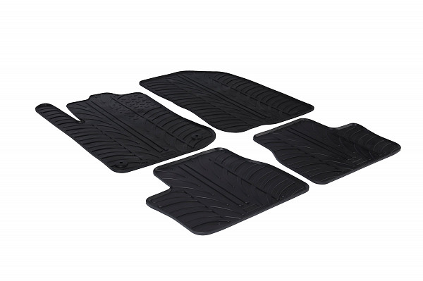 Custom Fit Rubber Floor Mats Compatible With Peugeot 2008 04.2013-12.2019 4 Pcs Set, With Raised Edge, Award Winning Design, Black Colour, Precision-Fit Rubber Car Mats