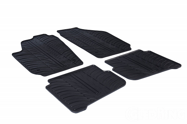 Design Gummi Fußmatten passend für Seat Ibiza BJ. 01.2002-10.2009 4 tlg mit erhöhtem Rand Farbe Schwarz Gummimatten Automatten passgenau