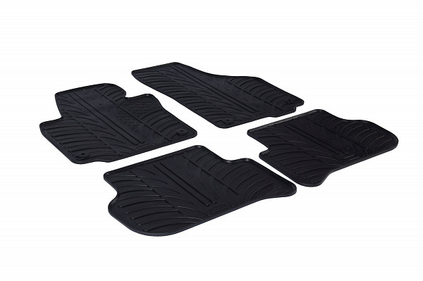 Custom Fit Rubber Floor Mats Compatible With Skoda Yeti Facelift 10.2013-07.2017 4 Pcs Set, With Raised Edge, Award Winning Design, Black Colour, Precision-Fit Rubber Car Mats