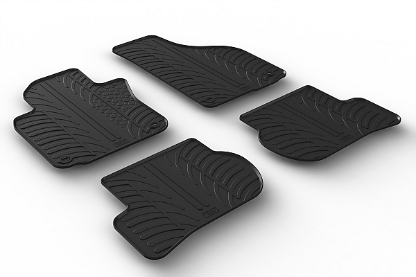 Custom Fit Rubber Floor Mats Compatible With Volkswagen Golf V Hatchback, Variant (Estate), GTI, R32, With Oval Fixings 09.2003-01.2009 3 Pcs Set, With Raised Edge, Award Winning Design, Black Colour, Precision-Fit Rubber Car Mats