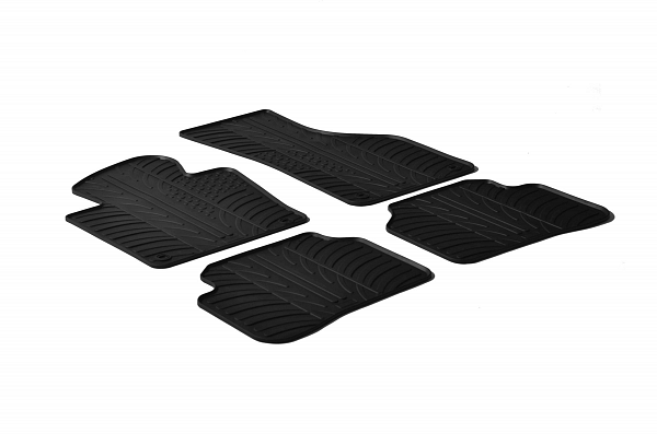 Design Gummi Fußmatten passend für Volkswagen Passat Limousine und Variant (Kombi) (B6) BJ. 03.2005-10.2010 4 tlg mit erhöhtem Rand Farbe Schwarz Gummimatten Automatten passgenau