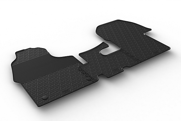 Custom Fit Rubber Floor Mats Compatible With Mercedes Benz Sprinter 910 Cargo With Rear Wheel Drive (3 Seats)  05.2018-> 2 Pcs Set, With Raised Edge, Award Winning Design, Black Colour, Precision-Fit Rubber Car Mats