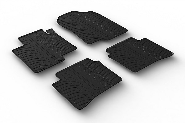 Custom Fit Rubber Floor Mats Compatible With Hyundai i20 10.2020-> 4 Pcs Set, With Raised Edge, Award Winning Design, Black Colour, Precision-Fit Rubber Car Mats