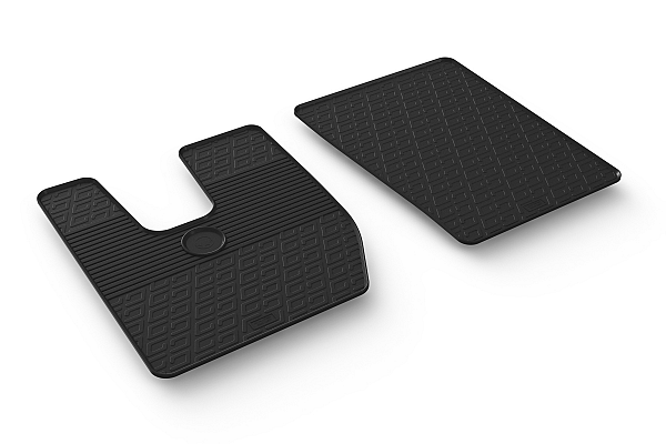 Design Gummi Fußmatten passend für Iveco S Way ab BJ. 10.2019-> 2 tlg mit erhöhtem Rand Farbe Schwarz Gummimatten Automatten passgenau