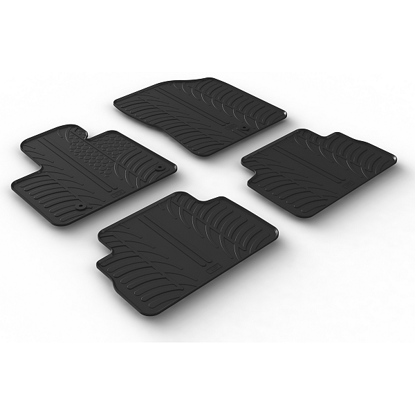 Custom Fit Rubber Floor Mats Compatible With Hyundai Santa Fe 12.2020-07.2024 4 Pcs Set, With Raised Edge, Award Winning Design, Black Colour, Precision-Fit Rubber Car Mats