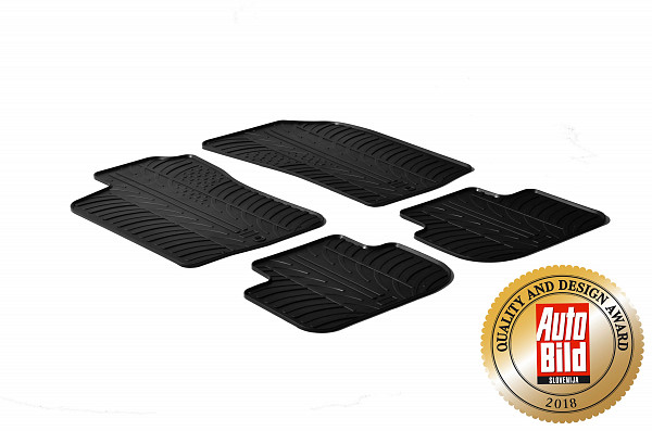 Design Gummi Fußmatten passend für Alfa Romeo 147 BJ. 01.2001-04.2010 4 tlg mit erhöhtem Rand Farbe Schwarz Gummimatten Automatten passgenau