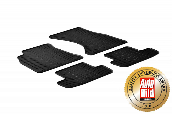 Design Gummi Fußmatten passend für Audi A4 B8 Limousine, Avant (Kombi), Allroad, S4, RS4 BJ. 11.2007-09.2015 4 tlg mit erhöhtem Rand Farbe Schwarz Gummimatten Automatten passgenau