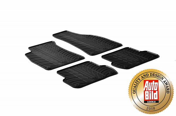 Design Gummi Fußmatten passend für Audi A4 B6 Limousine, Avant (Kombi), Cabrio, S4, RS4 BJ. 11.2000-11.2004 4 tlg mit erhöhtem Rand Farbe Schwarz Gummimatten Automatten passgenau