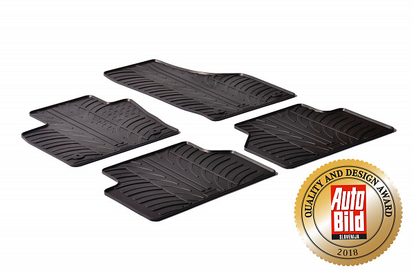 Design Gummi Fußmatten passend für Audi Q3 und RSQ3 8U BJ. 10.2011-06.2018 4 tlg mit erhöhtem Rand Farbe Schwarz Gummimatten Automatten passgenau