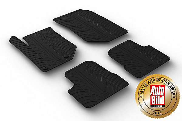 Custom Fit Rubber Floor Mats Compatible With Peugeot 208 12.2019-> 5 Pcs Set, With Raised Edge, Award Winning Design, Black Colour, Precision-Fit Rubber Car Mats