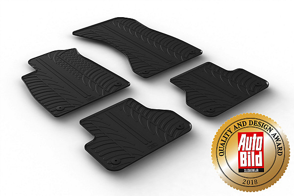 Custom Fit Rubber Floor Mats Compatible With Audi A5 Sportback, S5 Sportback (F5) 08.2016-> 4 Pcs Set, With Raised Edge, Award Winning Design, Black Colour, Precision-Fit Rubber Car Mats