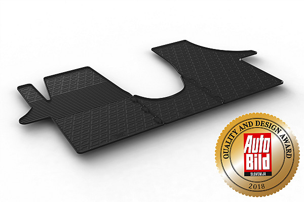 Custom Fit Rubber Floor Mats Compatible With Volkswagen T6 Transporter, Multivan, California 06.2015-10.2019 3 Pcs Set, With Raised Edge, Award Winning Design, Black Colour, Precision-Fit Rubber Car Mats