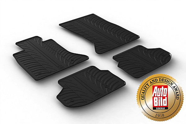 Design Gummi Fußmatten passend für BMW 5er Limousine und Touring (Kombi) F10 & F11, M550, M5 BJ. 03.2010-10.2016 4 tlg mit erhöhtem Rand Farbe Schwarz Gummimatten Automatten passgenau