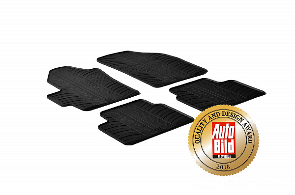 Design Gummi Fußmatten passend für Chevrolet Matiz BJ. 01.2005-11.2010 4 tlg mit erhöhtem Rand Farbe Schwarz Gummimatten Automatten passgenau