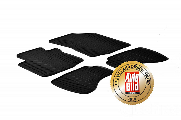 Design Gummi Fußmatten passend für Citroen C1 BJ. 06.2005-12.2008 4 tlg mit erhöhtem Rand Farbe Schwarz Gummimatten Automatten passgenau