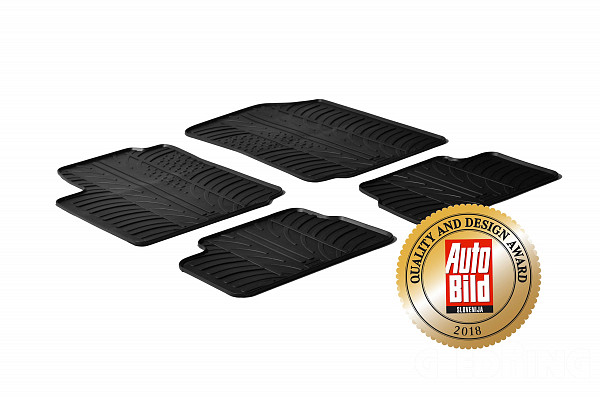 Design Gummi Fußmatten passend für Citroen C3 BJ. 01.2002-01.2010 4 tlg mit erhöhtem Rand Farbe Schwarz Gummimatten Automatten passgenau