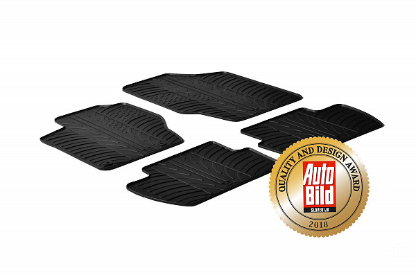 Design Gummi Fußmatten passend für Citroen C4 BJ. 11.2004-09.2010 4 tlg mit erhöhtem Rand Farbe Schwarz Gummimatten Automatten passgenau