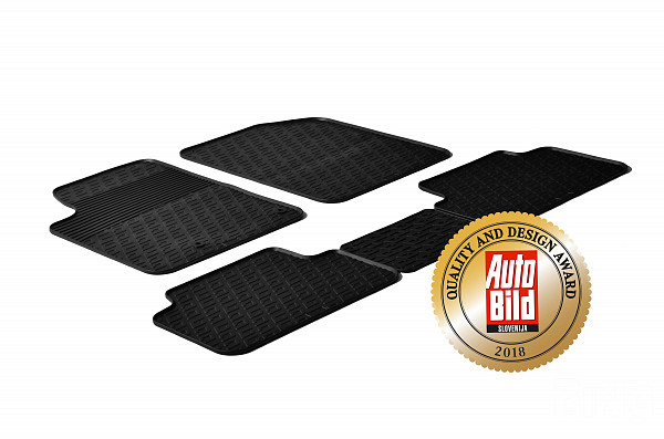 Design Gummi Fußmatten passend für Citroen Berlingo BJ. 12.2003-07.2008 5 tlg mit erhöhtem Rand Farbe Schwarz Gummimatten Automatten passgenau